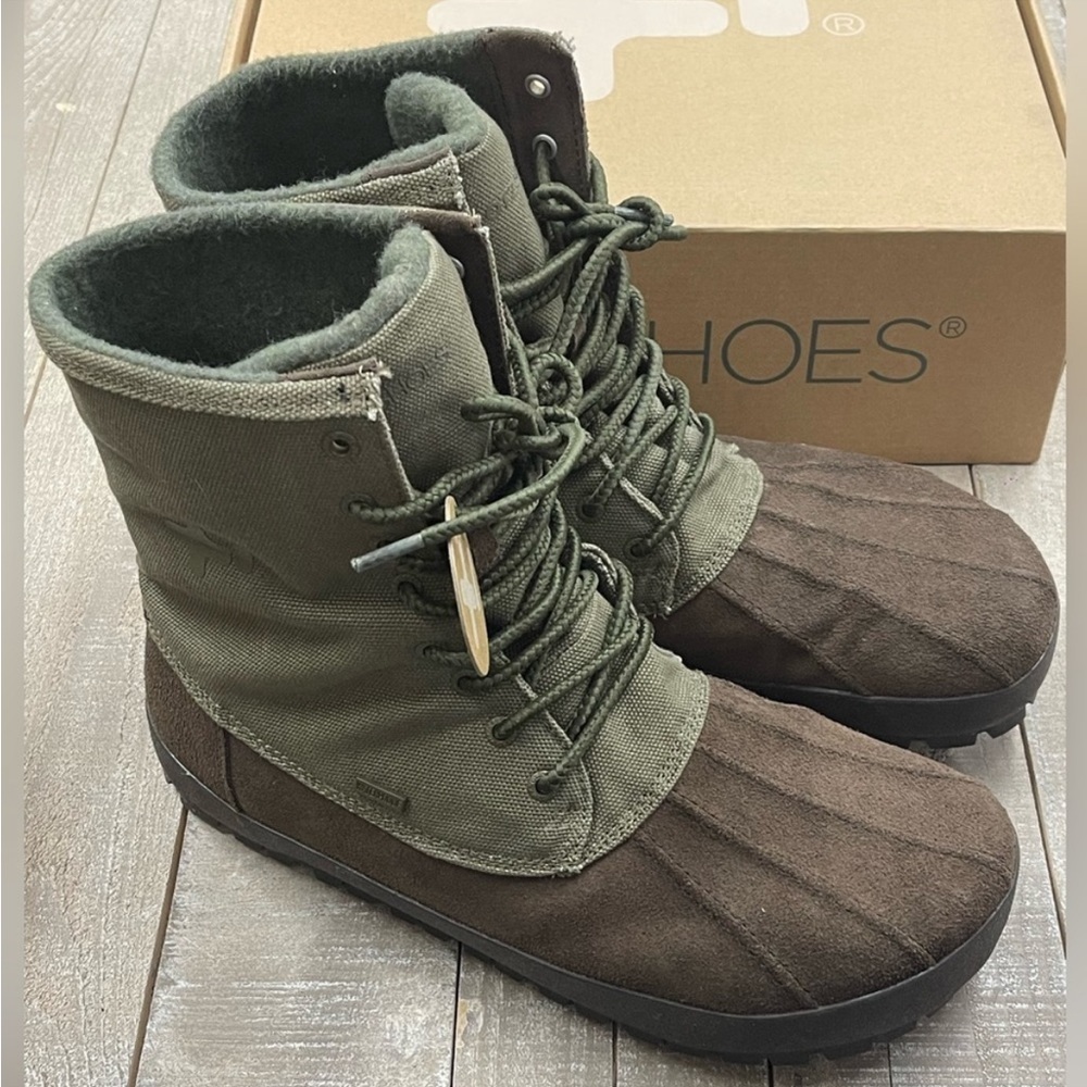 OTZ Conody Leather Lace Up Boots In Beef/Broccoli
